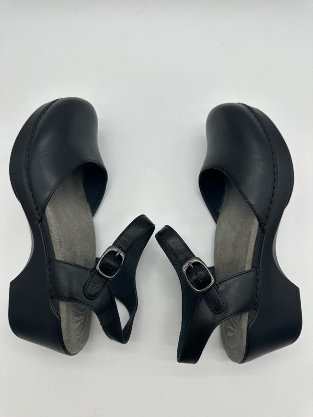 Dansko Black Leather Mary Jane Clog Heels - Picture 6 of 9